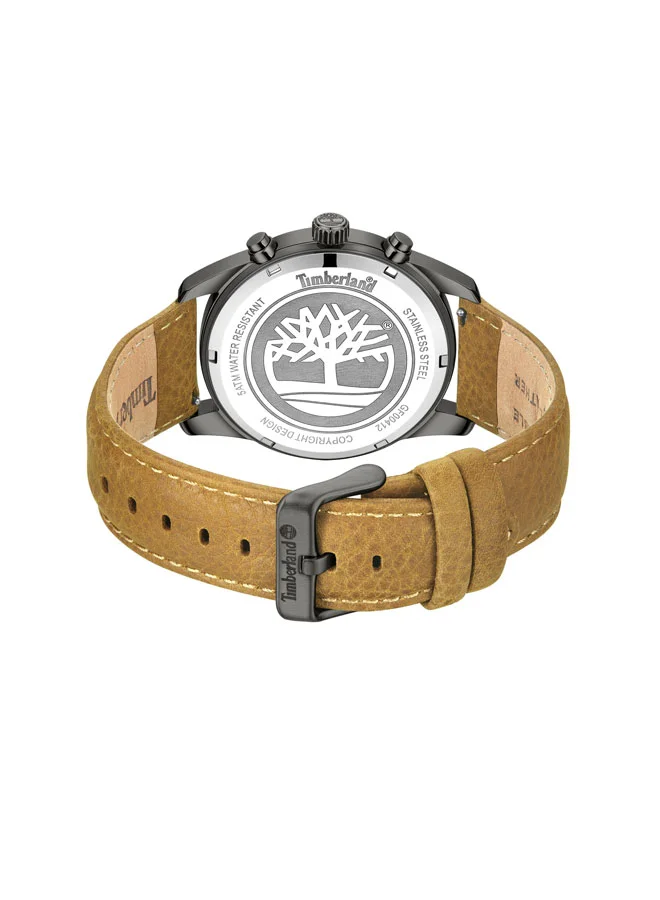 Timberland Men's Northbridge 45 mm Men's Multifunction Watch Black Dial  & Brown Leather Strap