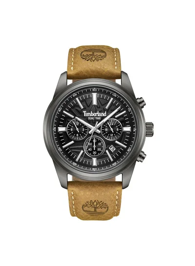 Timberland Men's Northbridge 45 mm Men's Multifunction Watch Black Dial  & Brown Leather Strap