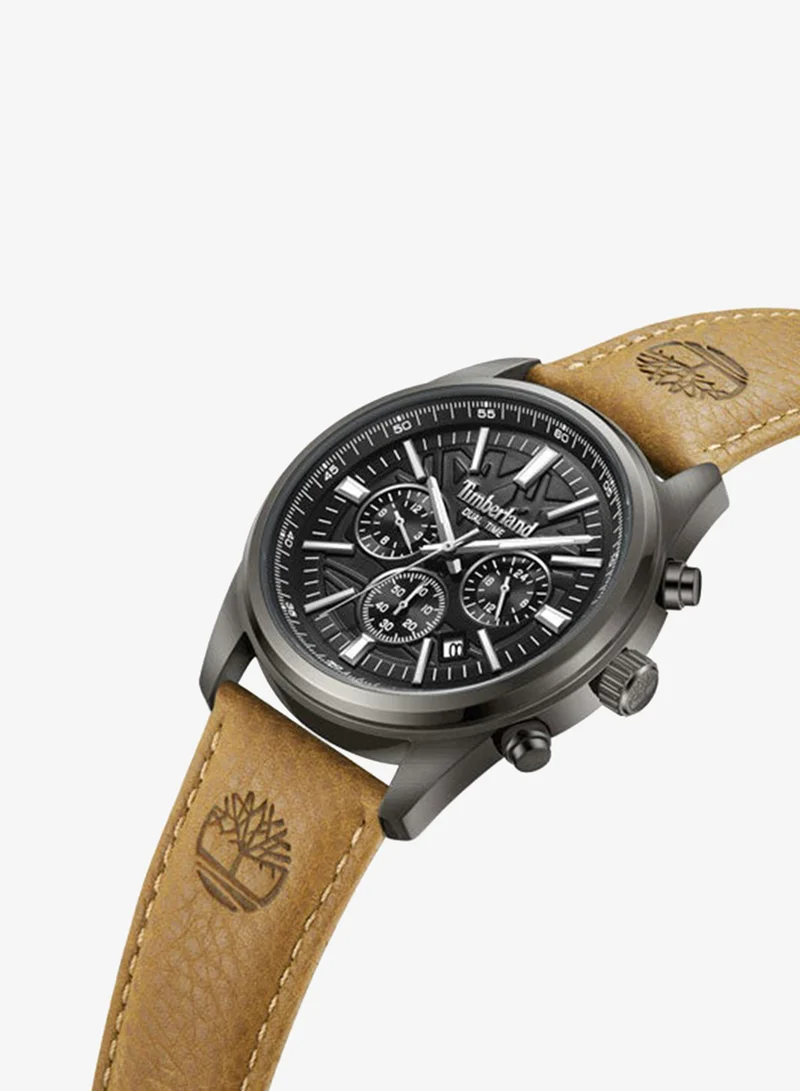 Timberland Northbridge 45 mm Men's Multifunction Watch Black Dial  & Brown Leather Strap