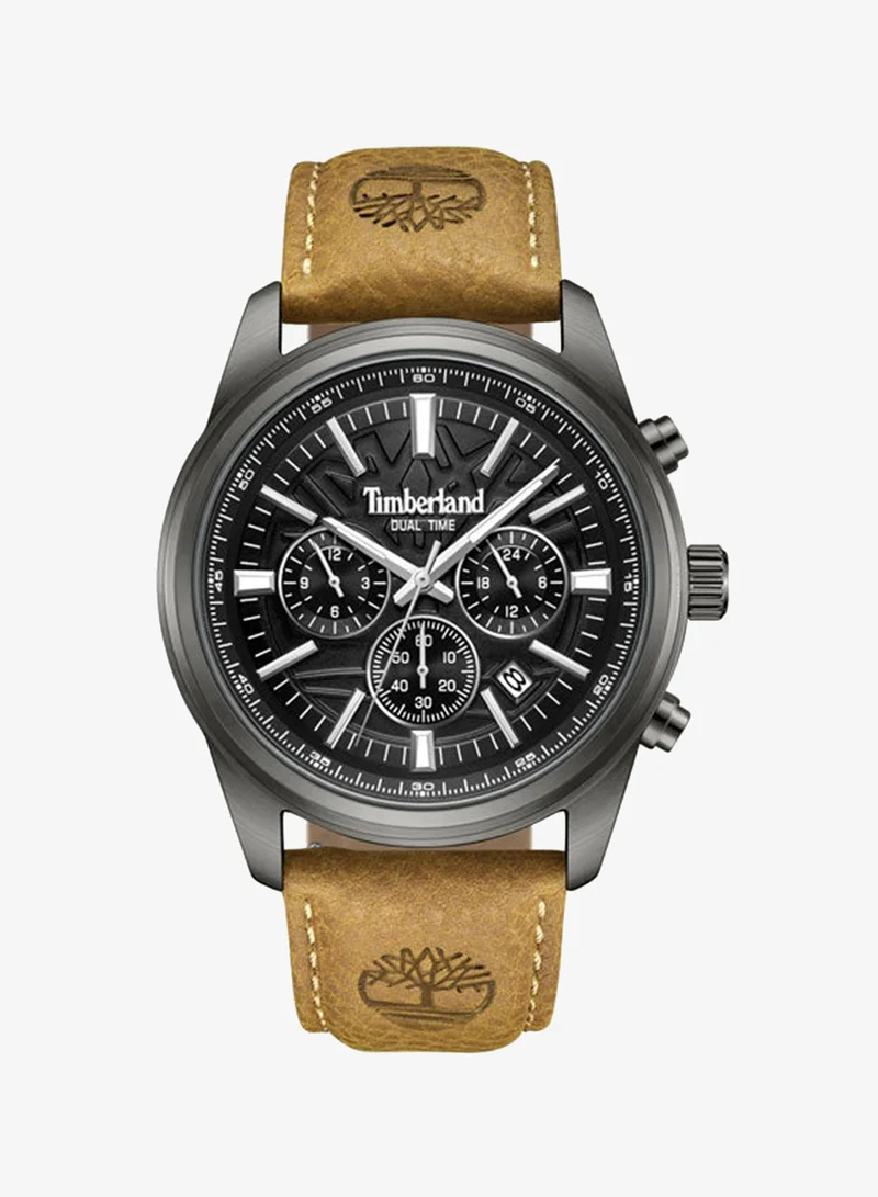 Timberland Northbridge 45 mm Men's Multifunction Watch Black Dial  & Brown Leather Strap