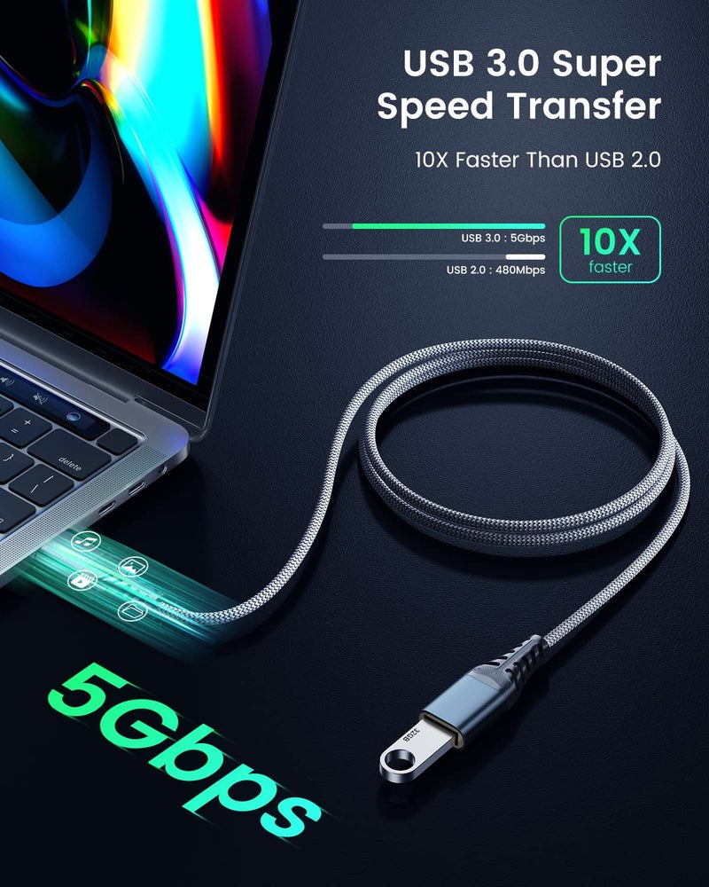 ANDTOBO USB Extension Cable 3.3ft, USB 3.0 Type A Male to Female Extender Cables High-Speed Data Transfer 5Gbps Compatible with Gamepad, Printer, Webcam, USB Keyboard, Flash Drive, Hard Drive - Image 2