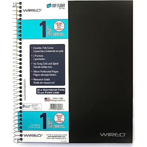 Top Flight Wired 1-Subject Notebook, 100 Sheet, Assorted, (33180) - Image 1