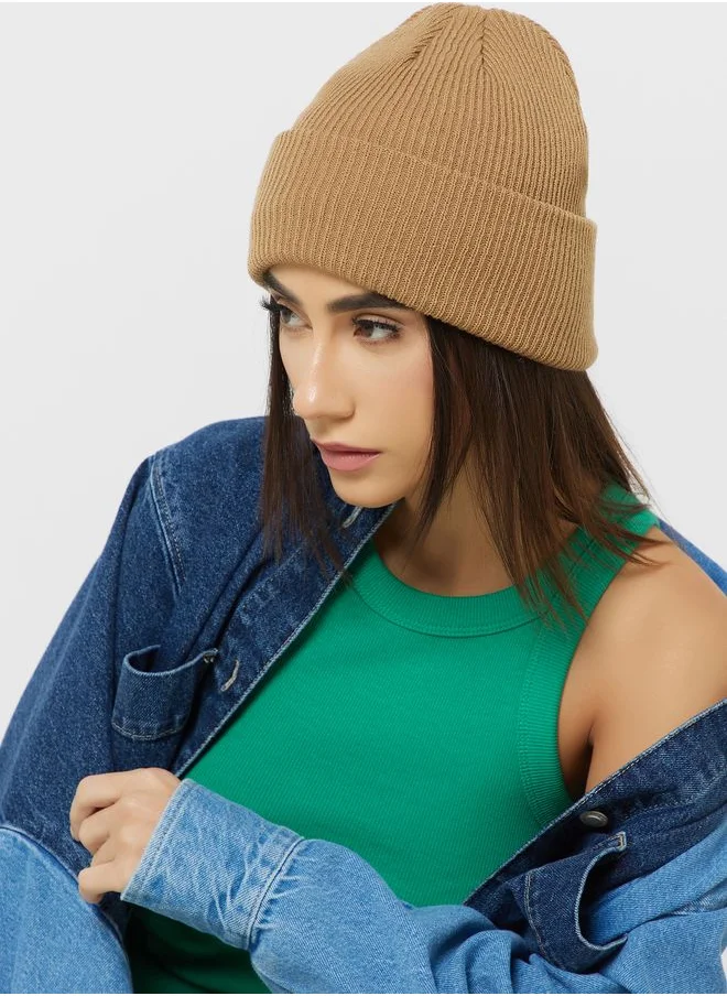 Ginger Ribbed Turn Up Winter Beanie