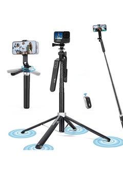 Cellphone Tripod Selfie Stick,180cm Tall Tripod Stand All-in-1 with Wireless Remote, 360° Portable Travel Camera Holder for iphone Android Video Recording