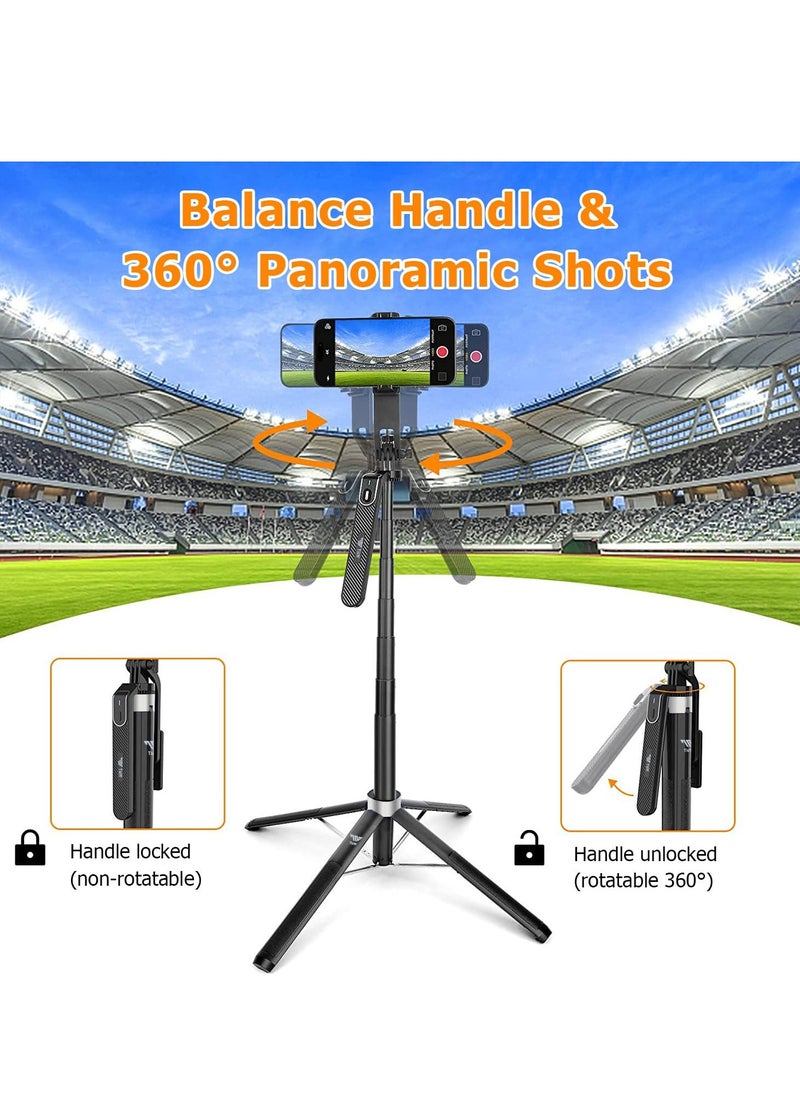 TNW - Cellphone Tripod Selfie Stick,180cm Tall Tripod Stand All-in-1 with Wireless Remote, 360° Portable Travel Camera Holder for iphone Android Video Recording - Image 1