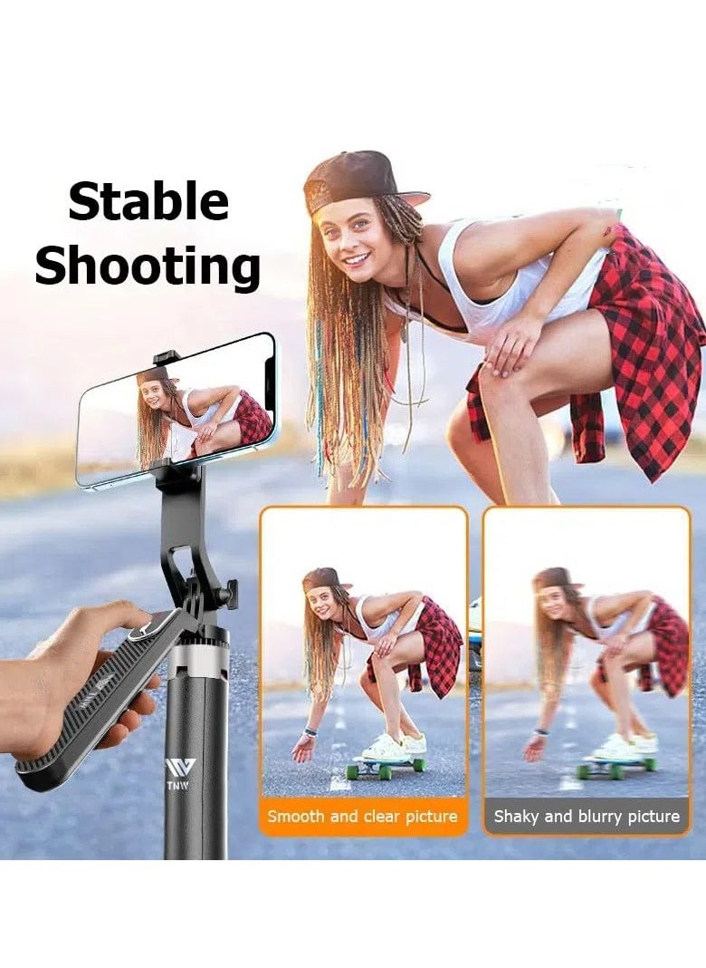 TNW - Cellphone Tripod Selfie Stick,180cm Tall Tripod Stand All-in-1 with Wireless Remote, 360° Portable Travel Camera Holder for iphone Android Video Recording - Image 1
