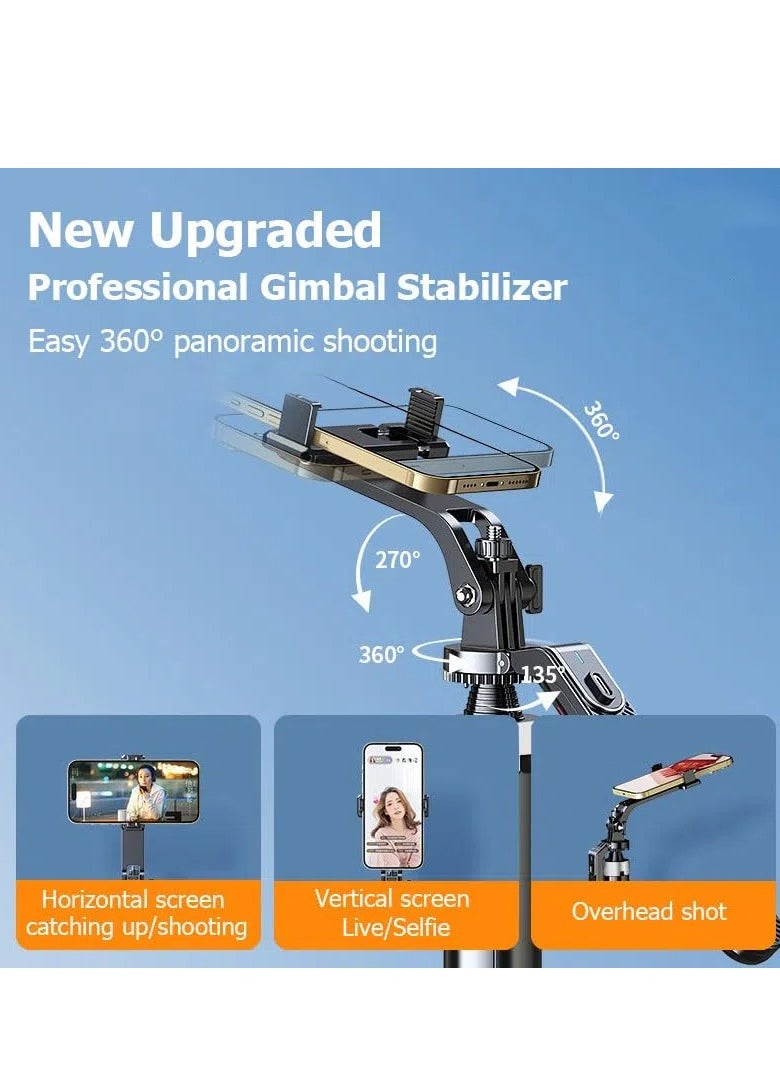 TNW - Cellphone Tripod Selfie Stick,180cm Tall Tripod Stand All-in-1 with Wireless Remote, 360° Portable Travel Camera Holder for iphone Android Video Recording - Image 1