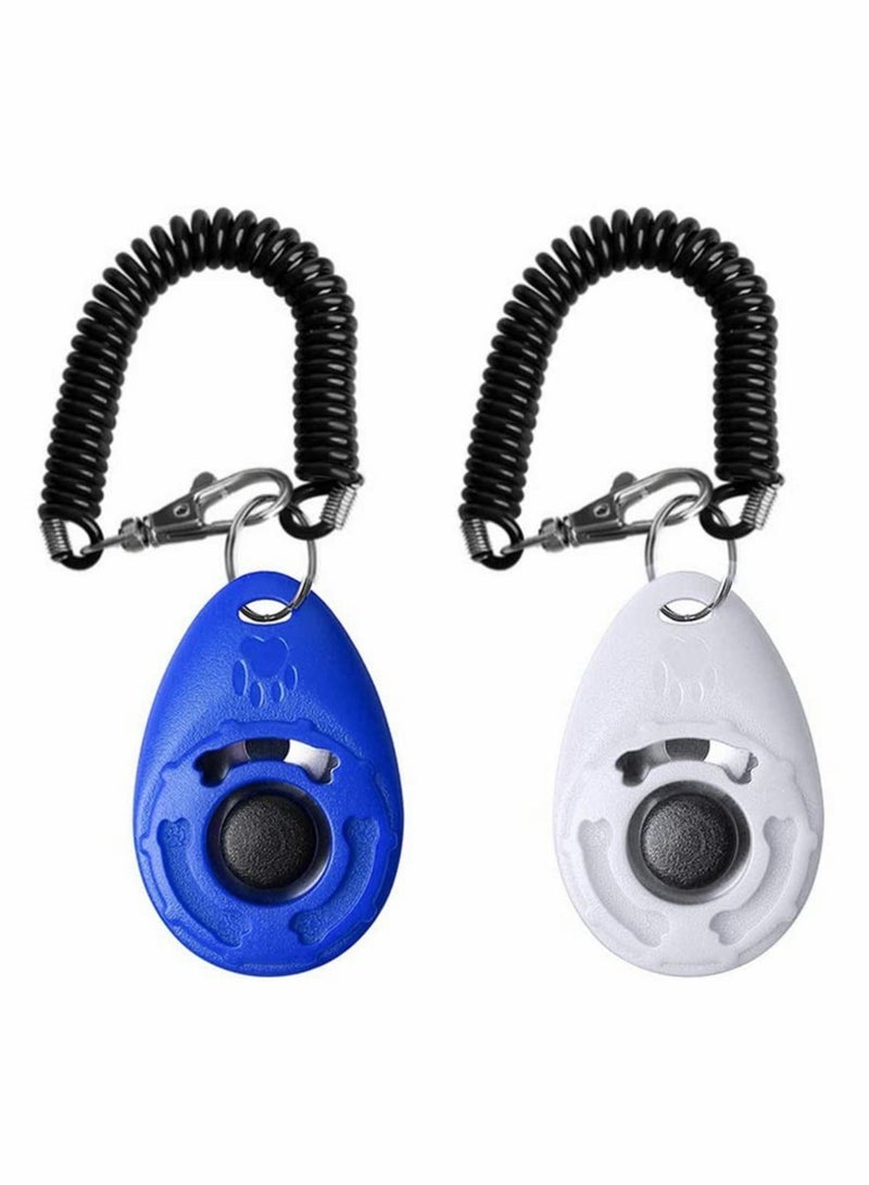 XiuWoo Dog Clicker, Training Clickers Pet Tool with Wrist Strap, for Cats Birds Recall Effective Behavioral - Blue and White, 2 Pack - Image 1