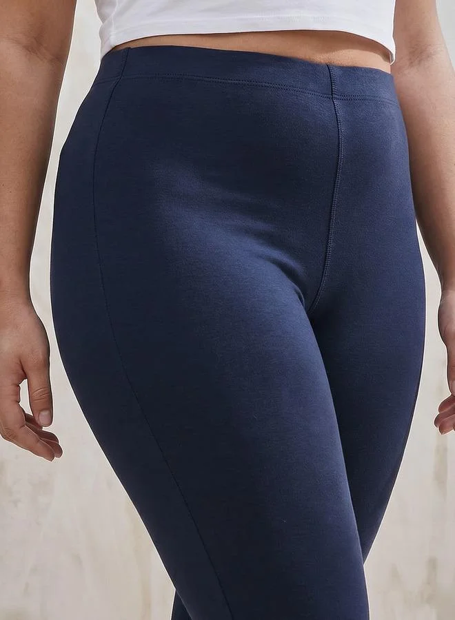Ulla Popken Ulla Popken Plus Full Length Elasticated Waist Leggings