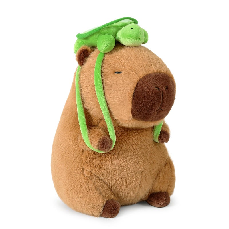 Ditucu Cute Capybara Plush with Turtle Backpack Soft Capibara Stuffed Animal Plushies Toys Hugging Gifts for Kids Brown 9 inch - Image 1
