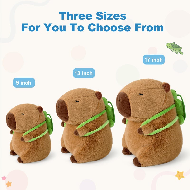 Ditucu Cute Capybara Plush with Turtle Backpack Soft Capibara Stuffed Animal Plushies Toys Hugging Gifts for Kids Brown 9 inch - Image 3