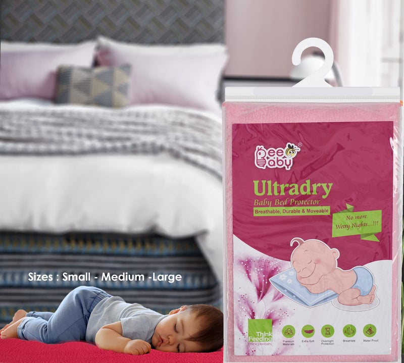 BeeBaby Waterproof Ultra Dry Sheets for Baby | Anti-Piling Soft Fleece Baby Bed Protector, Highly Absorbent, Washable, & Reusable |Quick Dry Sheets for Baby. (Large, Baby Pink)(100 x 140 cm) - Image 2