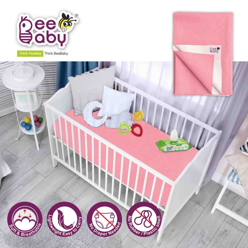 BeeBaby Waterproof Ultra Dry Sheets for Baby | Anti-Piling Soft Fleece Baby Bed Protector, Highly Absorbent, Washable, & Reusable |Quick Dry Sheets for Baby. (Large, Baby Pink)(100 x 140 cm) - Image 5
