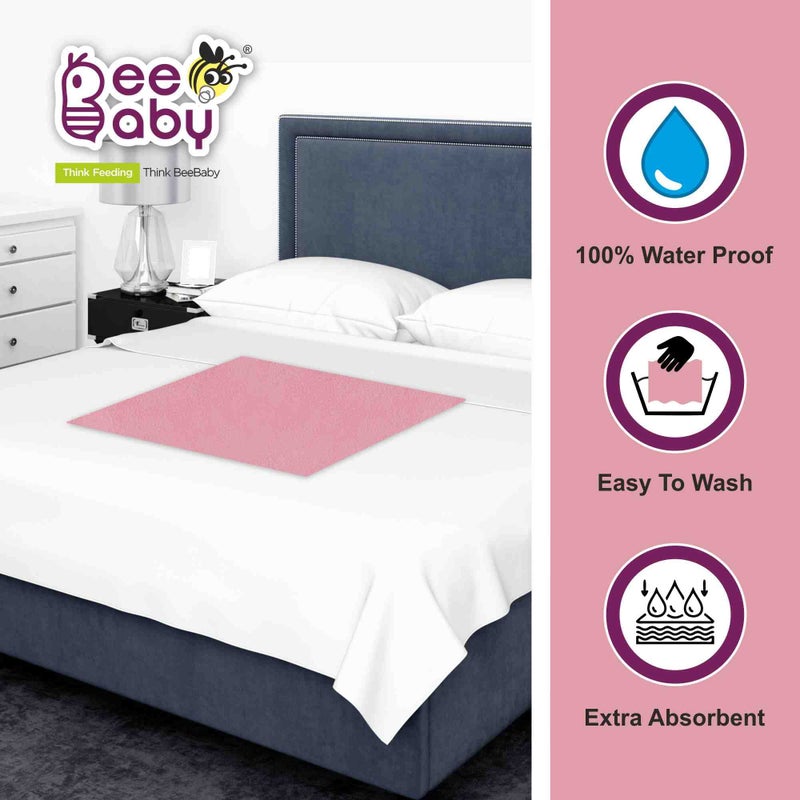 BeeBaby Waterproof Ultra Dry Sheets for Baby | Anti-Piling Soft Fleece Baby Bed Protector, Highly Absorbent, Washable, & Reusable |Quick Dry Sheets for Baby. (Large, Baby Pink)(100 x 140 cm) - Image 3