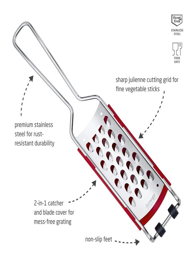 Triangle Julienne Grater with Removable Catcher - Ultra-Sharp Stainless Steel for Easy, Mess-Free Grating - Dishwasher Safe - Image 2