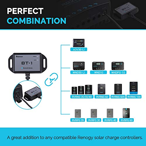 Renogy Bluetooth Module RJ12 Communication Port Compatible Rover/Wanderer/Adventurer Charge Controllers, BT-1 RS232,Black - Image 2