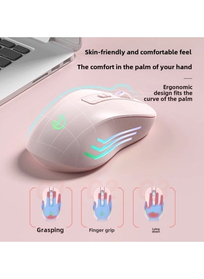 Swordsman Portable Office Silent Wireless Mouse Rechargeable Bluetooth Dual-Mode 5.0 Silent Unisex-Specification:Black (seven-on Power Display Single-mode 2.4g Wireless) - Image 3