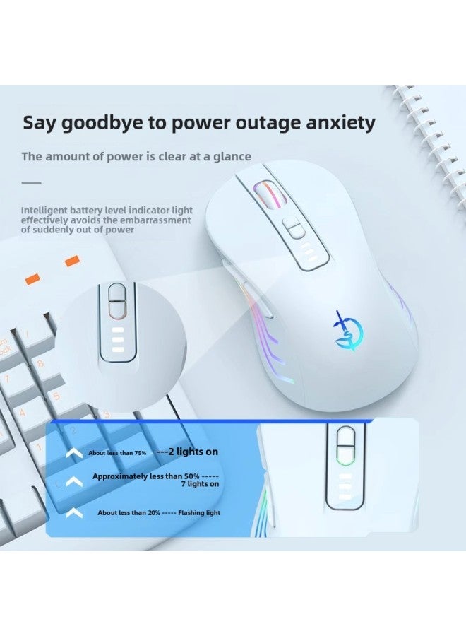 Swordsman Portable Office Silent Wireless Mouse Rechargeable Bluetooth Dual-Mode 5.0 Silent Unisex-Specification:Black (seven-on Power Display Single-mode 2.4g Wireless) - Image 4