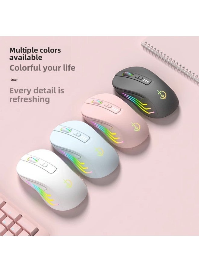 Swordsman Portable Office Silent Wireless Mouse Rechargeable Bluetooth Dual-Mode 5.0 Silent Unisex-Specification:Black (seven-on Power Display Single-mode 2.4g Wireless) - Image 5