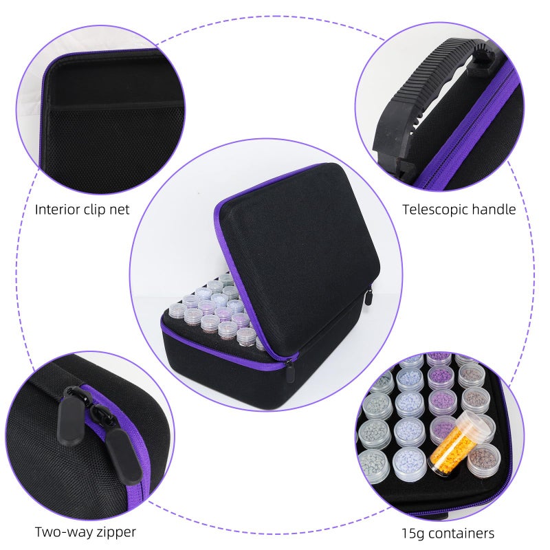 LEIYULY 120 Slots Diamond Art Storage Case with 120 Secure Containers, Diamond Art Pens, Tools, and Portable Bead Storage Boxes - Image 3
