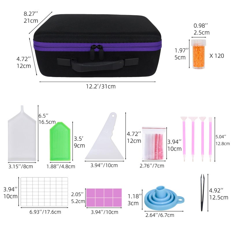 LEIYULY 120 Slots Diamond Art Storage Case with 120 Secure Containers, Diamond Art Pens, Tools, and Portable Bead Storage Boxes - Image 2