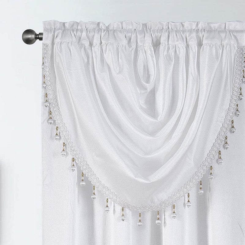 GLORY RUGS Window Panel with Attached Valance Curtain Bedroom Living Room Dining 42"X84" White - Image 2
