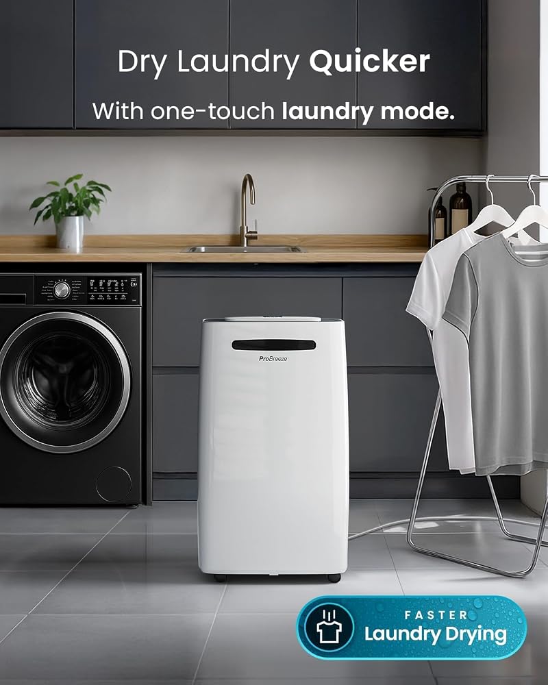 Pro Breeze 20L/Day Smart Dehumidifier with Digital Humidity Display, Sleep Mode, Continuous Drainage, Laundry Drying and 24 Hour Timer - Ideal for Damp and Condensation - Image 5