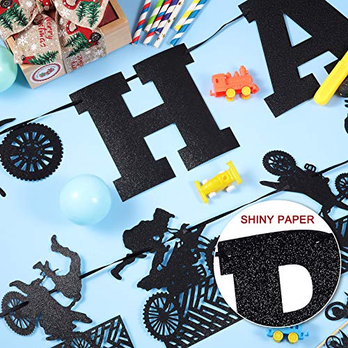 Zonon 20 Pieces Dirt Bike Birthday Decoration Dirt Bike Party Supplies Banner Cake Cupcake Topper for Motocross Themed Birthday Party Man or Boy Riding Room Wall Decoration (Classic Style) - Image 4