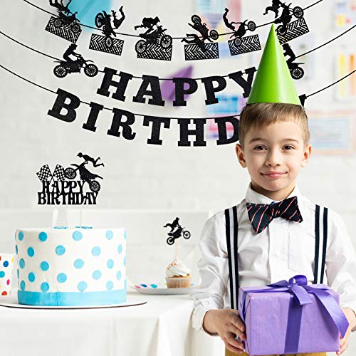 Zonon 20 Pieces Dirt Bike Birthday Decoration Dirt Bike Party Supplies Banner Cake Cupcake Topper for Motocross Themed Birthday Party Man or Boy Riding Room Wall Decoration (Classic Style) - Image 5