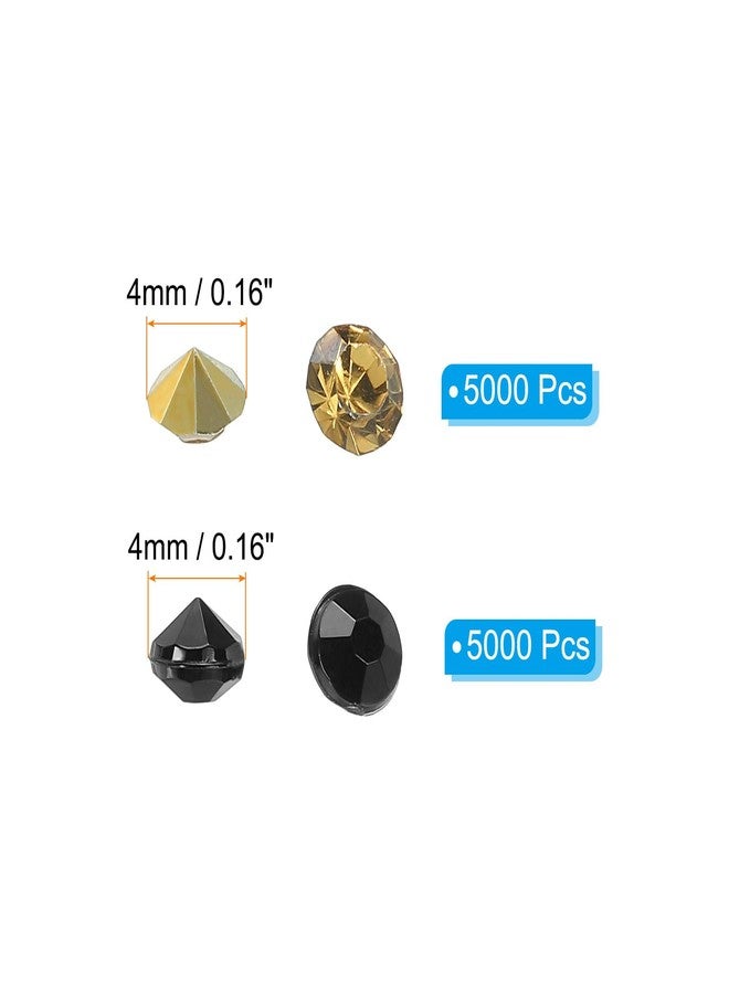 PATIKIL 10000 Pieces Clear Acrylic Diamonds Vase Fillers 4mm Wedding Table Scatter Crystals Diamond Fake Confetti Gems for Party Wedding Decor Photography Props, Black Gold - Image 2