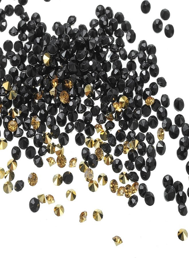 PATIKIL 10000 Pieces Clear Acrylic Diamonds Vase Fillers 4mm Wedding Table Scatter Crystals Diamond Fake Confetti Gems for Party Wedding Decor Photography Props, Black Gold - Image 1