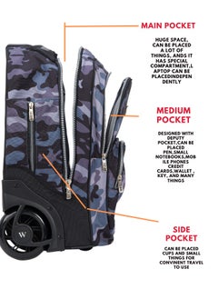 Wires 3 Piece Kids School Trolley Bag laptop compartment 2 Wheels With Lunch bag & Pencil Case  - Image 4