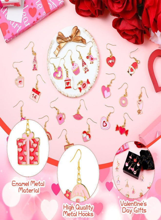 تونديامو أقراط تونديمو 36 زوجًا لعيد الحب للنساء، أقراط مرصعة، أقراط لطيفة على شكل وردة وقزم وقلب وحلوى وقوس قزح، هدية عيد الحب للنساء (متدلية) - Image 2