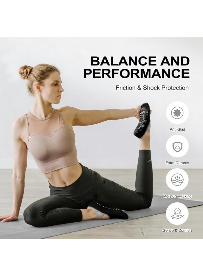 Moonmen 5 Pairs Yoga Grip Socks For Women，Pilates Anti Slip Socks Non Slip Socks For Pilates,Yoga, Ballet, Dance - Image 5