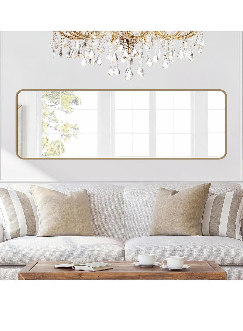 DECORHILLS FRAMES & DECOR Full-Length Dressing Floor Mirror with Bracket Stand, Wall Mounted Mirror, Aluminum Alloy Suitable for Bedroom Living Room, Gold 36.3x146cm - Image 3