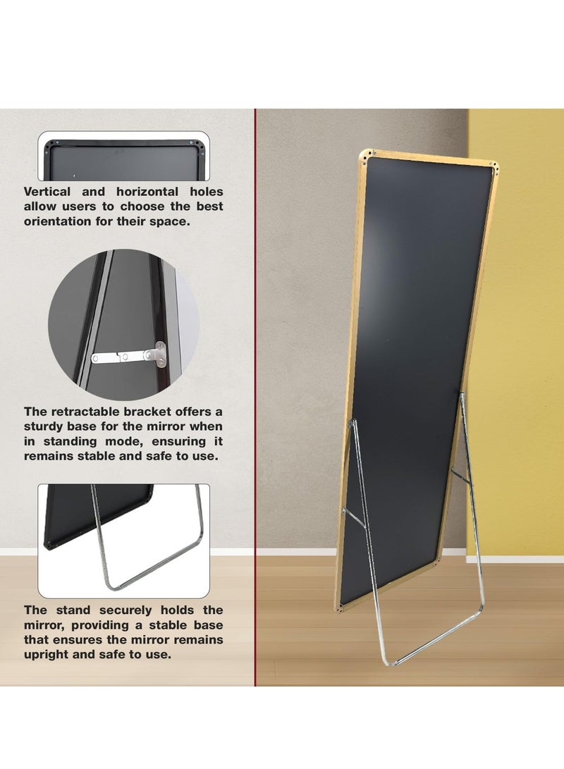 DECORHILLS FRAMES & DECOR Full-Length Dressing Floor Mirror with Bracket Stand, Wall Mounted Mirror, Aluminum Alloy Suitable for Bedroom Living Room, Gold 36.3x146cm - Image 4
