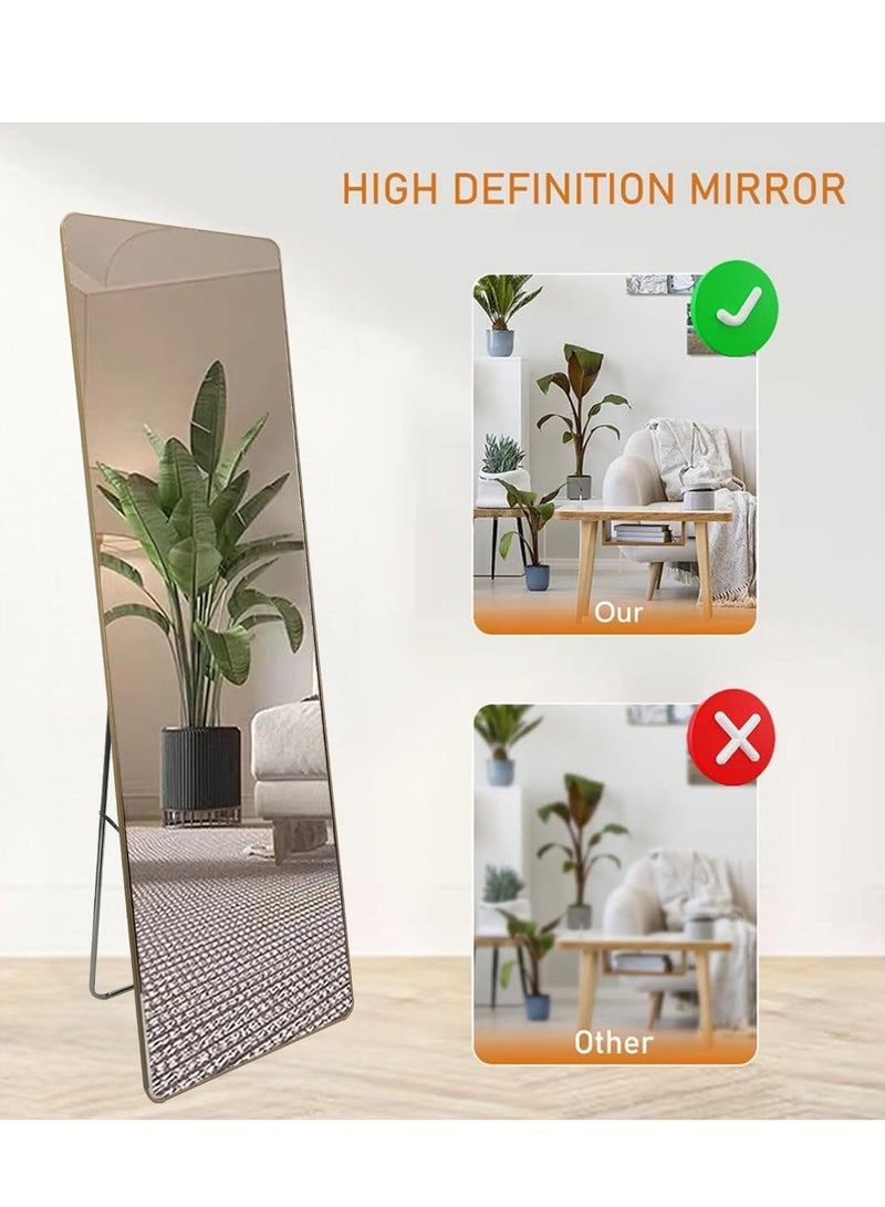 DECORHILLS FRAMES & DECOR Full-Length Dressing Floor Mirror with Bracket Stand, Wall Mounted Mirror, Aluminum Alloy Suitable for Bedroom Living Room, Gold 36.3x146cm - Image 2