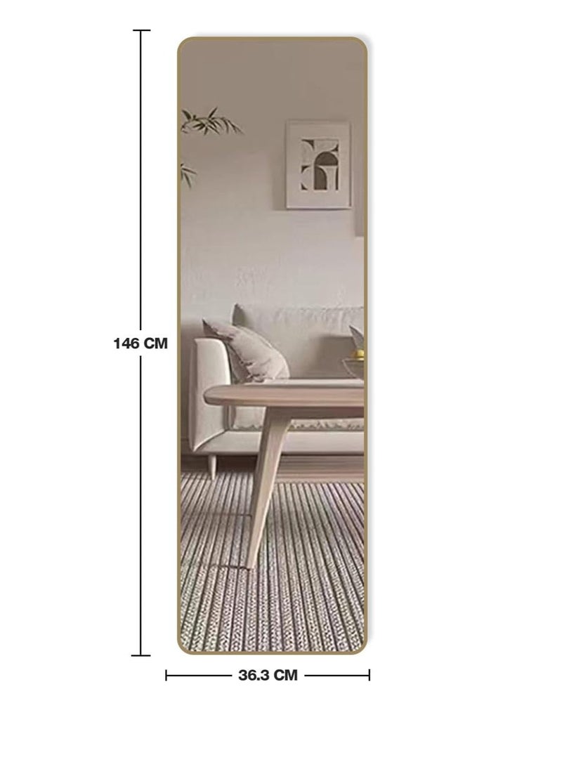 DECORHILLS FRAMES & DECOR Full-Length Dressing Floor Mirror with Bracket Stand, Wall Mounted Mirror, Aluminum Alloy Suitable for Bedroom Living Room, Gold 36.3x146cm - Image 5