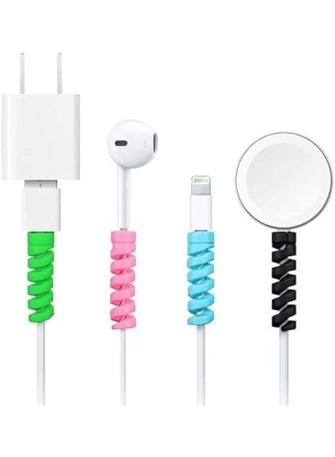 واقي كابل بيانات للشحن بتصميم سلك سوستة حلزوني - 4 قطع - Image 1