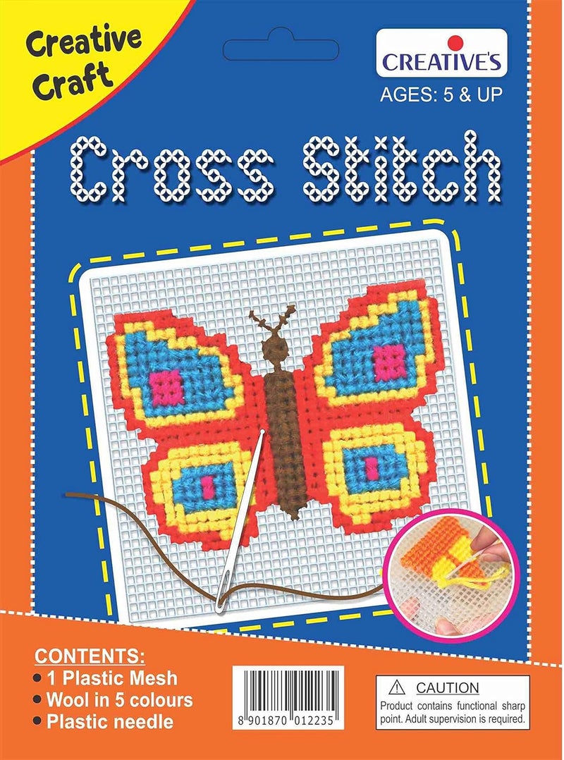 Creatives Plastic Wool 1538 Cross Stitch Butterfly Crafts Kit MultiColor - Image 1