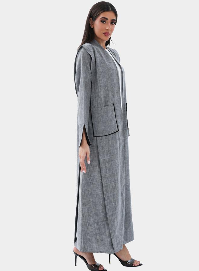 Elena by DStyle Elena by DStyle Melange A-Line Abaya with Pocket Detail - Image 4