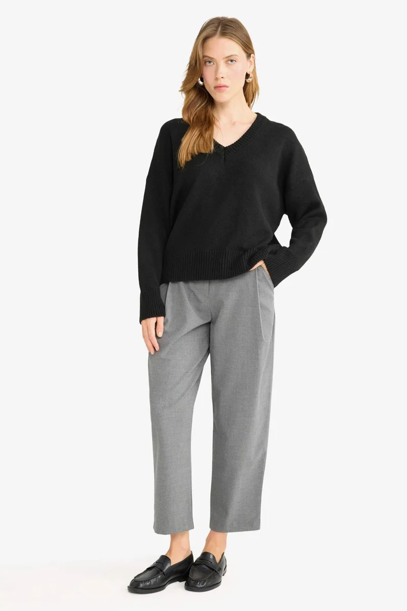 Defacto Oversize V-Neck Knitwear Pullover
