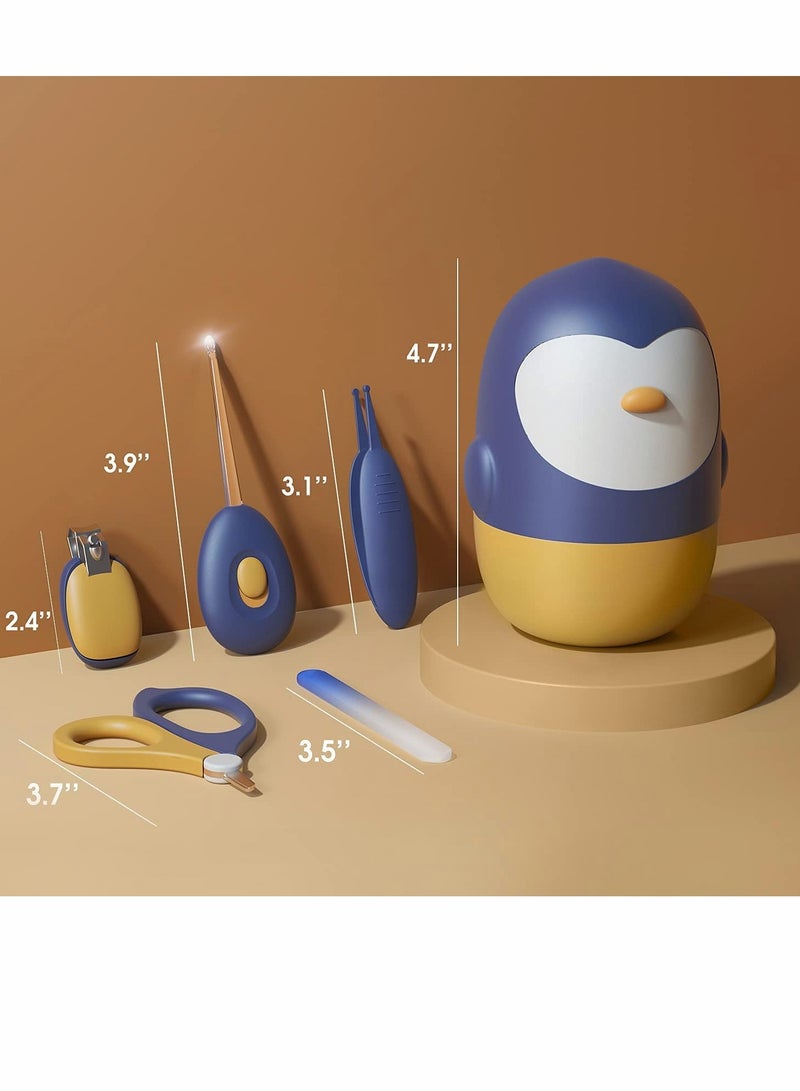 Excefore Baby Nail Clippers, 5 in 1 Safety Baby Care Kit, Ear Wax Removal Tool for Kids with LED Light, Baby Nail File & Tweezer for Newborn, Infant & Toddler, Baby Gifts for Age 0-6(Blue) - Image 3