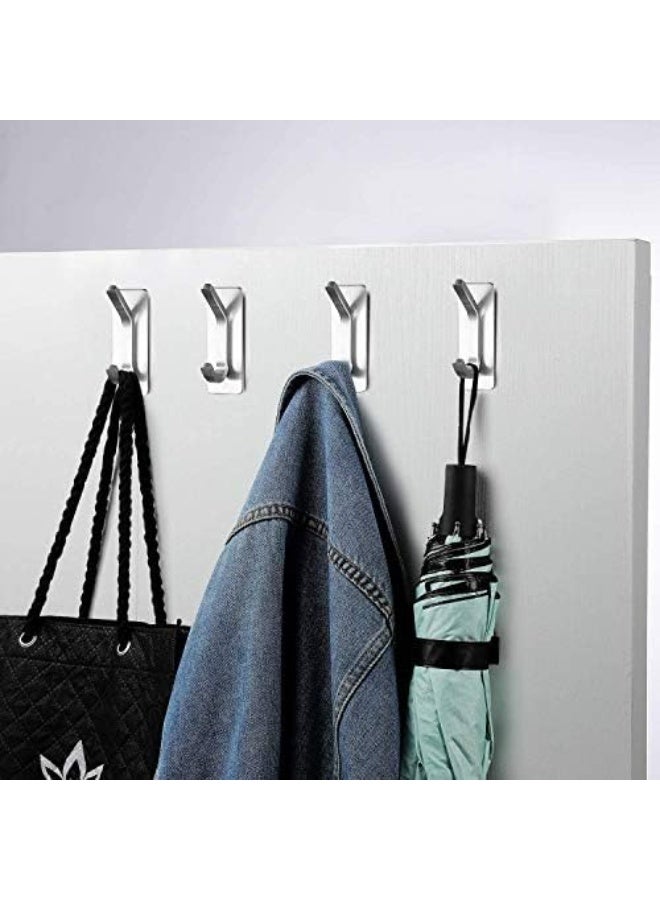 YIGII Towel Hook/Adhesive Hooks - Wall Hooks for Coat/Robe/Towels Stick on Bathroom/Kitchen 4-Pack, Stainless Steel - Image 4