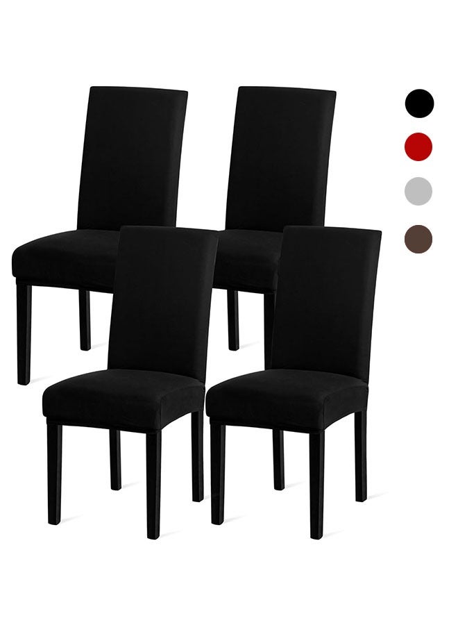 4 PCS Chair Cover Stretch Dining Chair Covers Removable Washable Home Chair Hotel Restaurant Chair Cover Four Seasons Universal Chair Cover for Dining Room, Banquet，Hotel(Black)  - Image 1