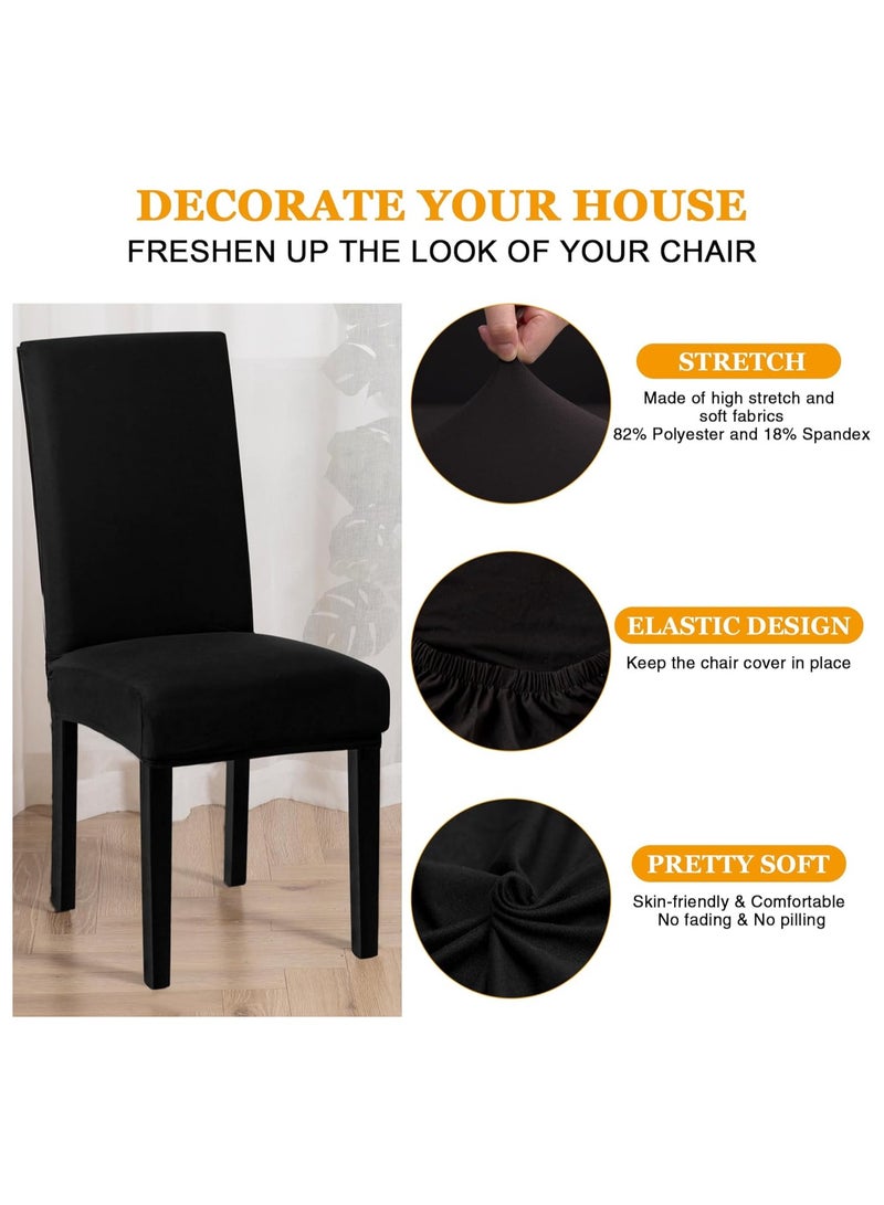 4 PCS Chair Cover Stretch Dining Chair Covers Removable Washable Home Chair Hotel Restaurant Chair Cover Four Seasons Universal Chair Cover for Dining Room, Banquet，Hotel(Black)  - Image 5