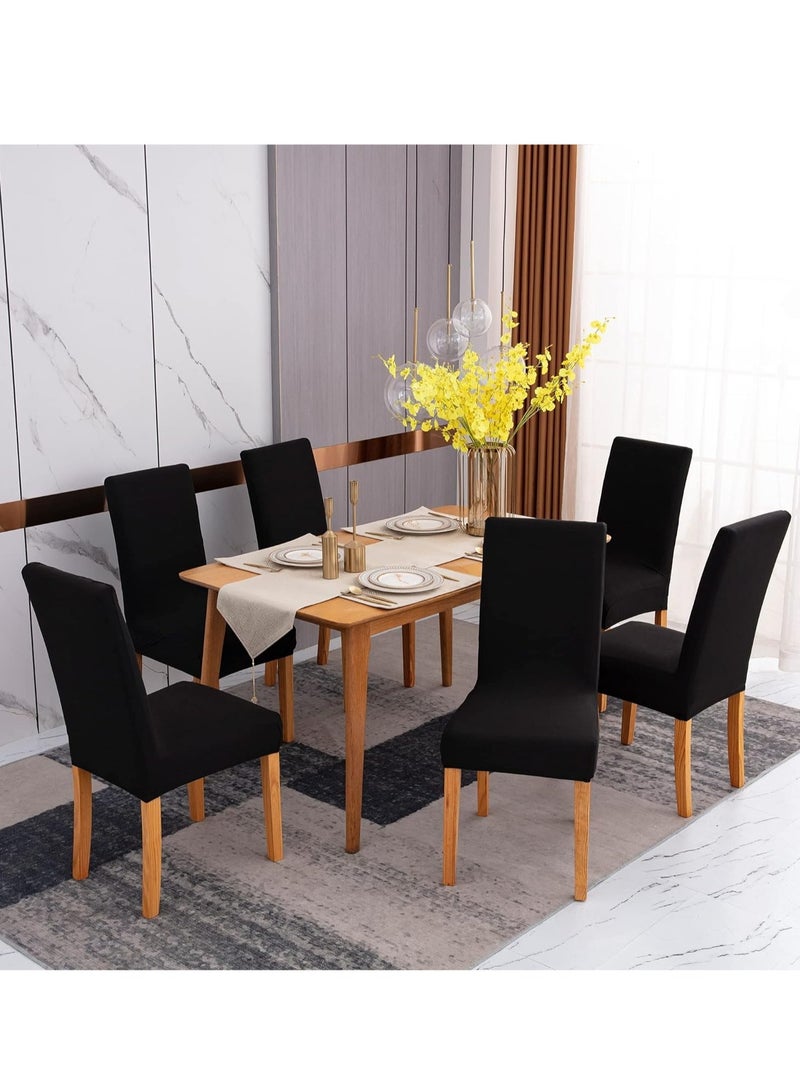 4 PCS Chair Cover Stretch Dining Chair Covers Removable Washable Home Chair Hotel Restaurant Chair Cover Four Seasons Universal Chair Cover for Dining Room, Banquet，Hotel(Black)  - Image 2