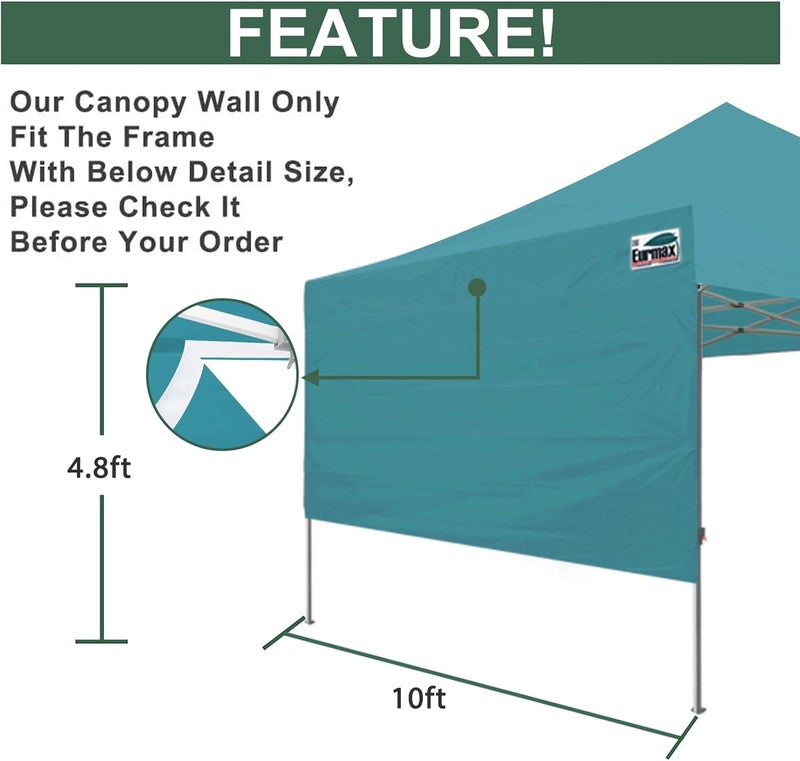 Eurmax USA 10ft Instant Canopy SunWall Canopy Tent Sidewall for Pop Up Canopy Tent,1 Pack Removable Sidewall Only(Turquoise) - Image 4