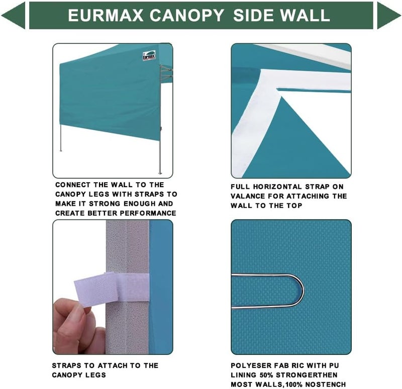 Eurmax USA 10ft Instant Canopy SunWall Canopy Tent Sidewall for Pop Up Canopy Tent,1 Pack Removable Sidewall Only(Turquoise) - Image 3