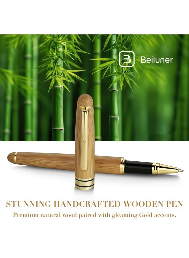 BEILUNER Luxury Wood Ballpoint Pen Writing Set,Bamboo-Elegant Nature Nice Gift Pen Set for Signature Executive Business Office Fancy Writing Supplies - Christmas Gift Boxed with Spare Refills (Black) - Image 2